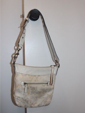 Vintage Y2K Coach Optic Signature Canvas Small Duffle Shoulder Bag White 10377